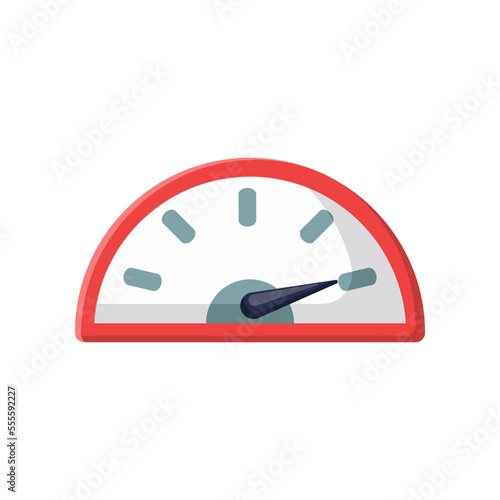 Gauge or speed meter vector illustration. Cartoon drawing of part of machine, element of mechanical equipment isolated on white background. Machinery, technology, industry concept