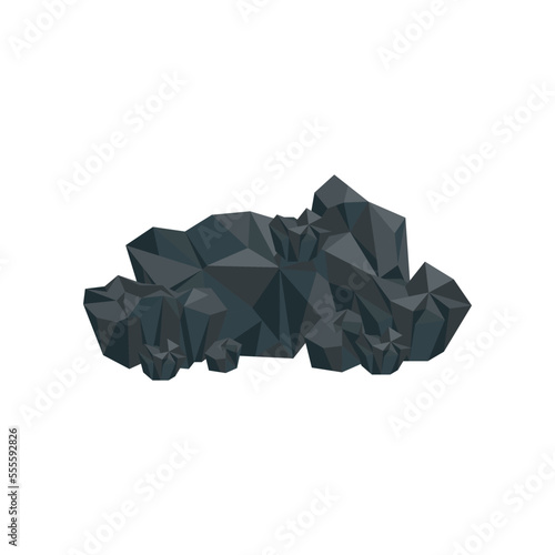 Pile of black coal vector illustration. Big pile of charcoal, basalt, nugget, rock, graphite or anthracite isolated on white background. Mine, mineral recourse concept