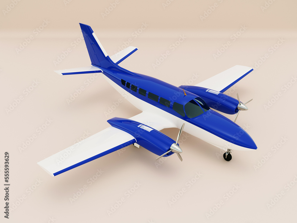 3D rendering of an aircraft model on a light background.