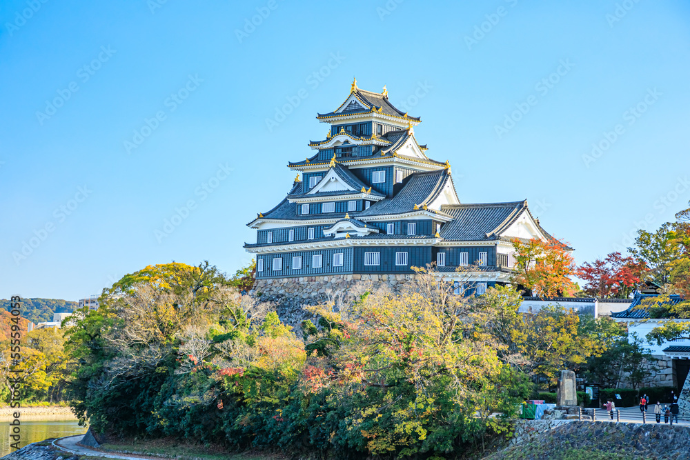 秋の岡山城 岡山県岡山市 Okayama Castle in autumn. Okayama prefecture, Okayama City. 秋の岡山城 岡山県岡山市 Okayama Castle in autumn. Okayama prefecture, Okayama City.