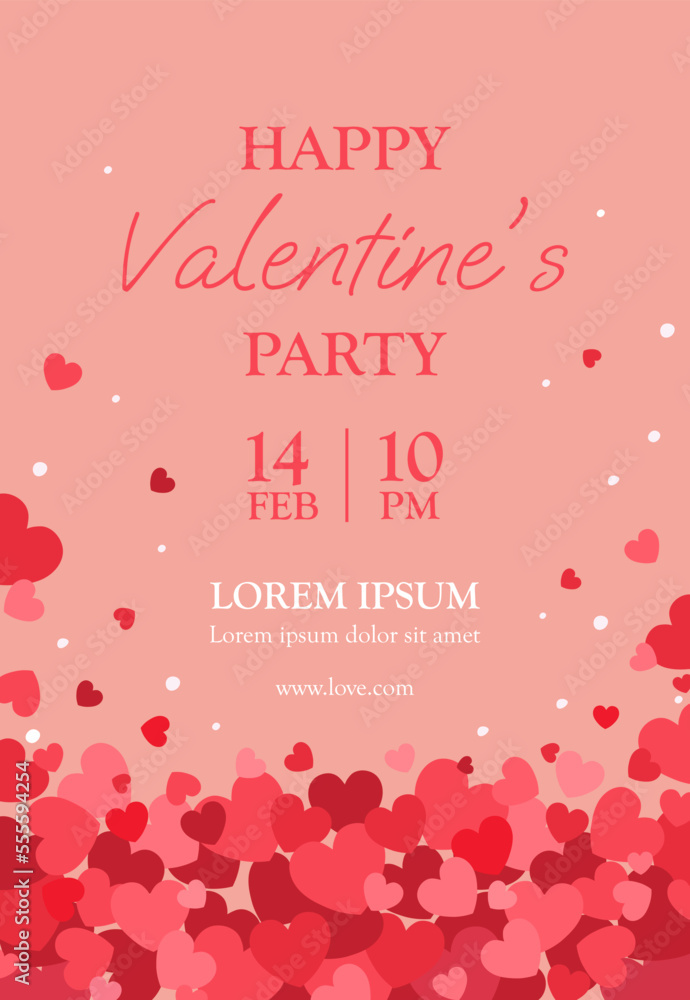 valentines day party banner with confetti hearts design