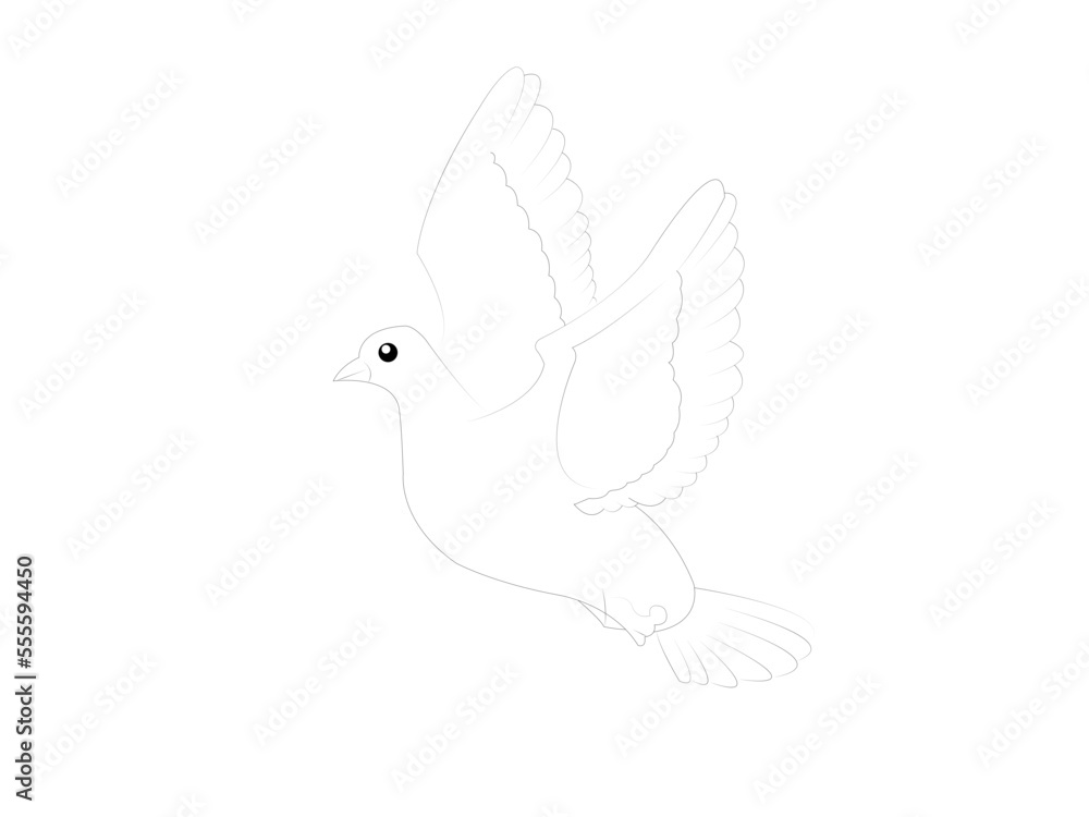 Fototapeta premium Line art white pigeons or doves. art illustration design.