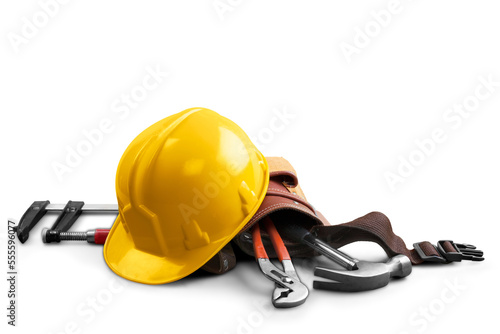 Working helmet with metal construction tools photo