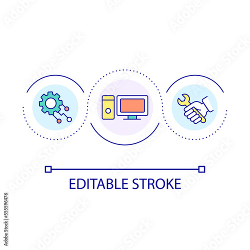 Wallpaper Mural Computer maintenance loop concept icon. Hard drive updates abstract idea thin line illustration. Fixing operating system. Equipment repair. Isolated outline drawing. Editable stroke. Arial font used Torontodigital.ca
