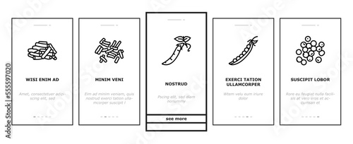 soy bean food pea green onboarding mobile vector. vegetable, vegetarian healthy, soybean seed, organic pod, plant fresh, protein soy bean food pea green illustrations