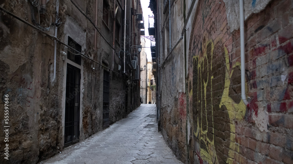 narrow street in old town,Palermo, sicily