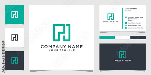 PI or IP initial letter logo design concept