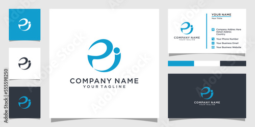 PI or IP initial letter logo design concept