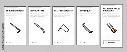 saw hand wood construction onboarding mobile vector. tool carpentry, handsaw blade, work manual, equipment sharp, metal carpenter, cut saw hand wood construction illustrations