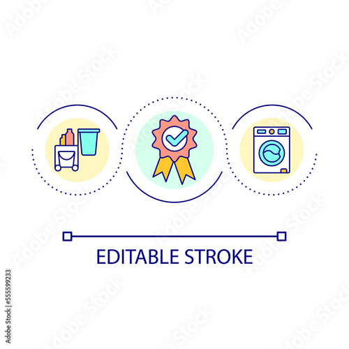 Good cleaning company loop concept icon. Professional housekeeper abstract idea thin line illustration. High quality house cleaning. Isolated outline drawing. Editable stroke. Arial font used