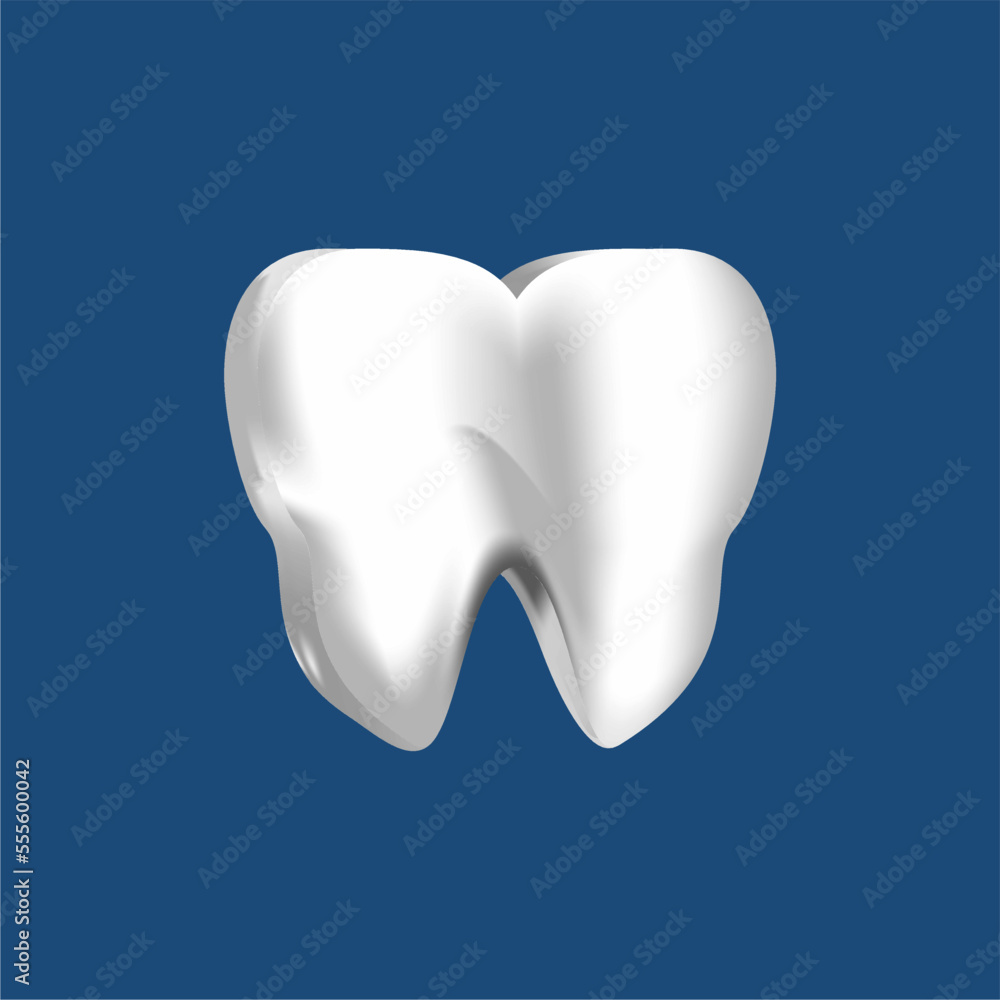 Vector 3D clean white tooth. Tooth realistic vector Vector 3D clean white tooth. Tooth realistic vector