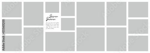 Pictures or photos frame collage. comics page grid layout abstract photo frames and digital photo wall template