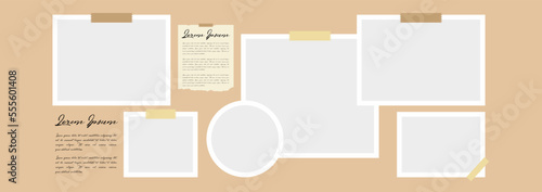 Pictures or photos frame collage. comics page grid layout abstract photo frames and digital photo wall template