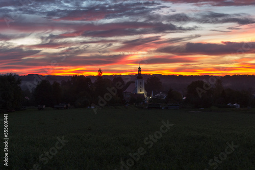 Church in the sunset, kościół o zachodzie słońca © Grzegorz