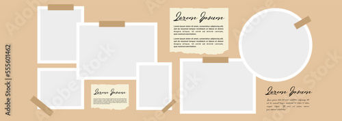 Pictures or photos frame collage. comics page grid layout abstract photo frames and digital photo wall template
