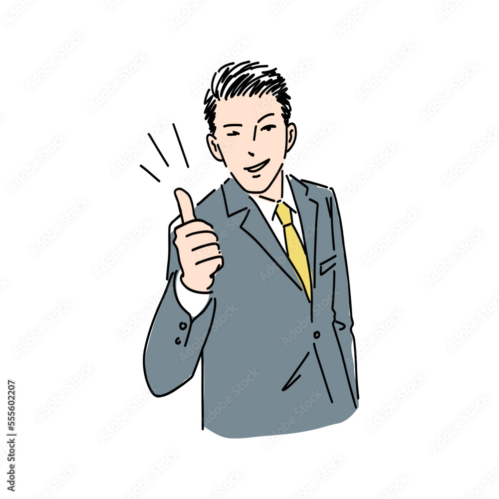 イラスト素材 元気 グッドをする いいねをする男性 イラスト素材 元気 グッドをする いいねをする男性