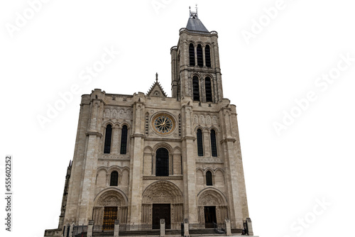 West facade of the Basilica Cathedral of Saint-Denis, Paris photo