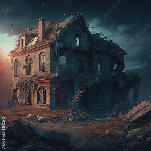 illustration of a old lostplace house made with generative ai