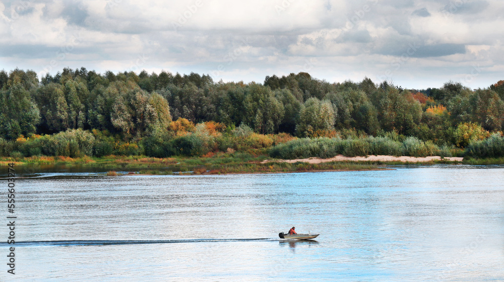 Autumn landscape river view Autumn landscape river view