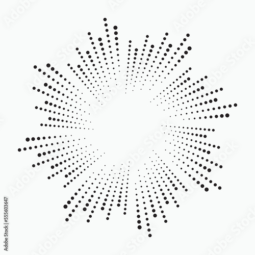 radial Halftone pattern background. Abstract concentric dotted backdrop. Halftone design element for various purposes.	