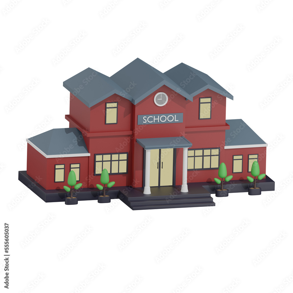 School Building 12 Left Angle 3D Illustration School Building 12 Left Angle 3D Illustration