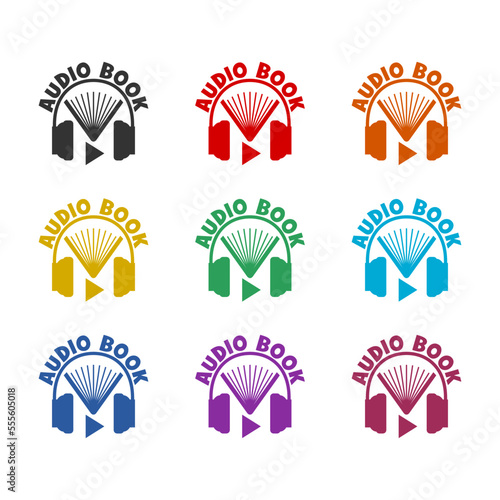 Audio book icon isolated on white background. Set icons colorful