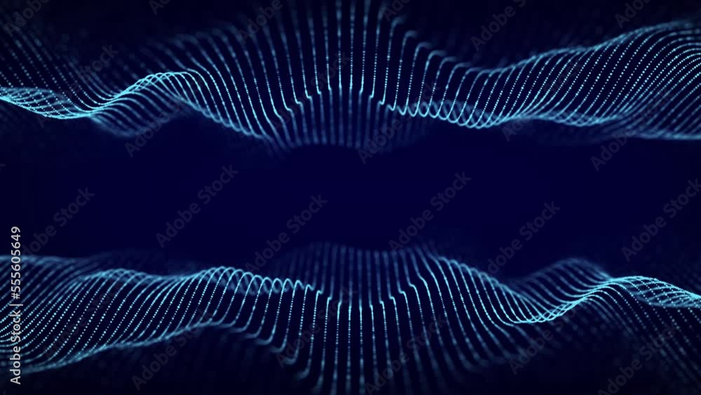 3d dynamic double digital wave. Smart technology wave. Flow digital structure. Cyber technology background. 3D rendering.