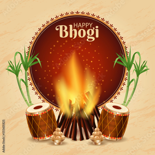 Happy Bhogi Pandigai Poster design Fototapeta