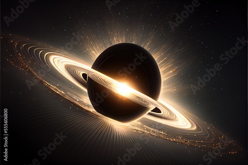 Majestic breathtaking view of Saturn - generative ai