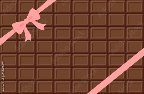 valentine’s day vector background with a chocolate bar and ribbon for banners, greeting cards, flyers, social media wallpapers, etc.