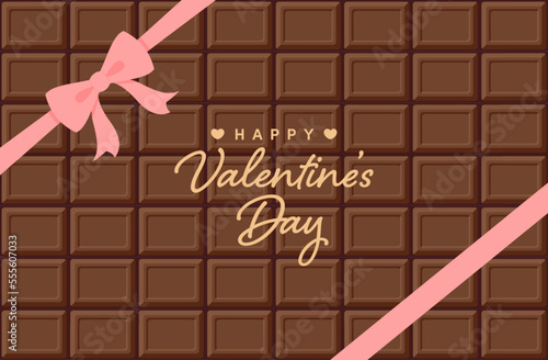 valentine’s day vector background with a chocolate bar and ribbon for banners, greeting cards, flyers, social media wallpapers, etc.