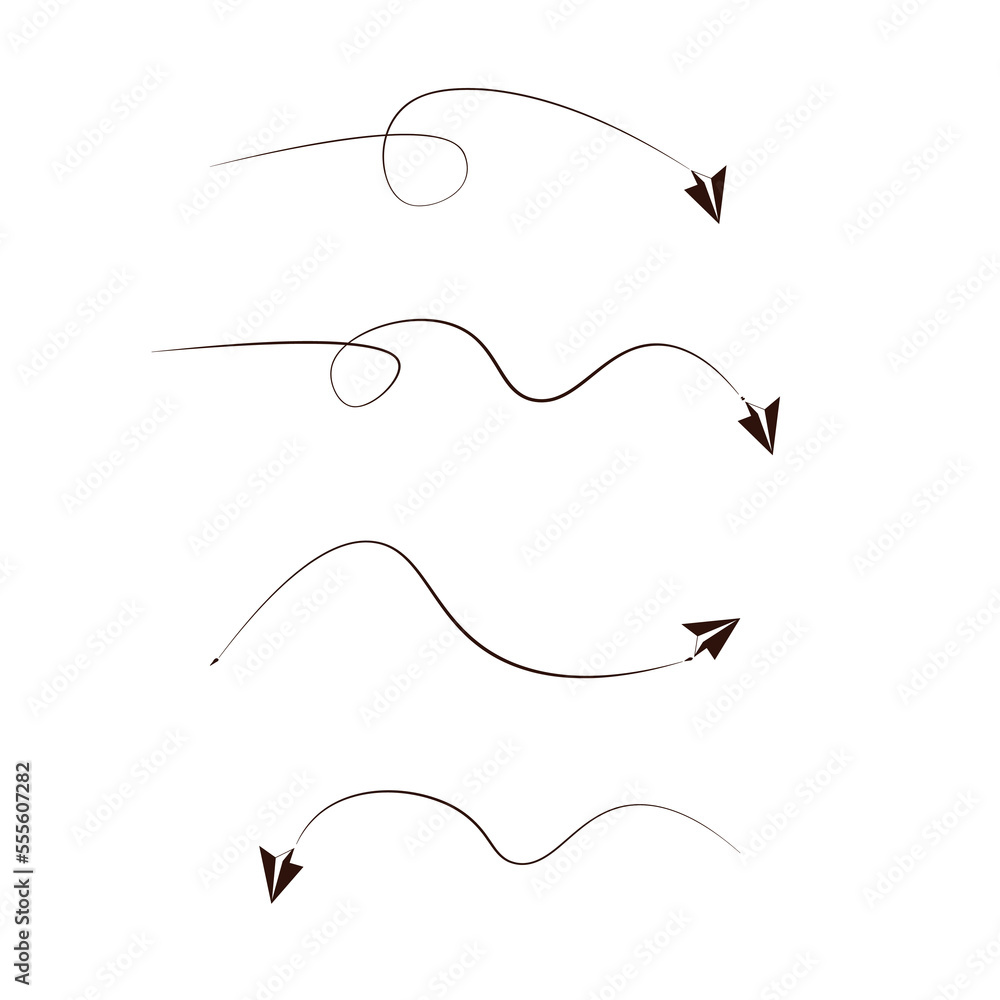 Vector set of dashed line arrows