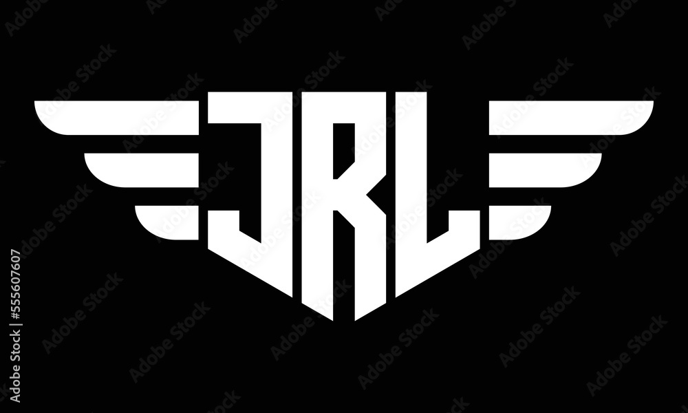 JRL three letter logo, creative wings shape logo design vector template ...