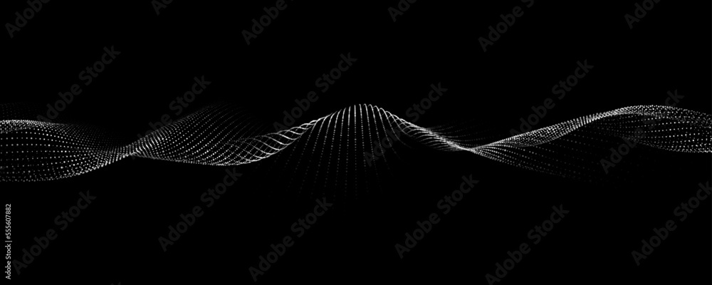 Wave of particles. Digital wave background concept. Abstract technology ...