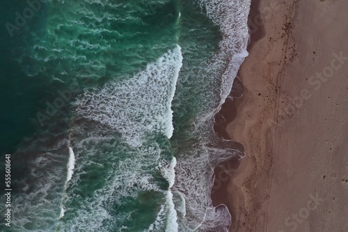Waves breaking on a beach in California