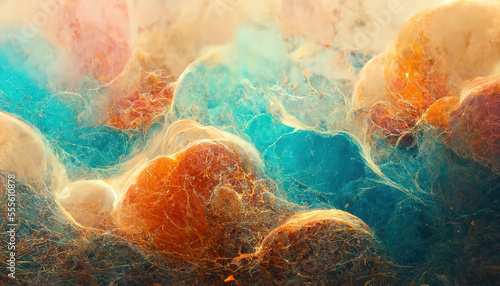 Textured marble background. Abstract design, 4k wallpaper. Turquoise, orange and pink colors. AI