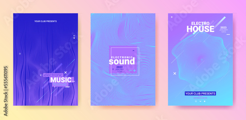 Dance Music Flyer. Electro Party Cover. Abstract Edm Background. Gradient Wave Movement. Blue Purple Dance Music Flyer. Technology Festiv Illustration. Techno Sound Poster. Dance Music Flyer Set.