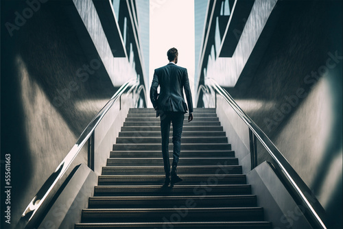 businessman walking on stairs, Generated AI