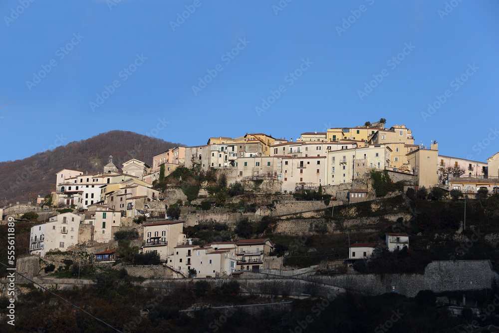 Picinisco, Italy - December 21, 2022: View of the town in the province of Frosinone