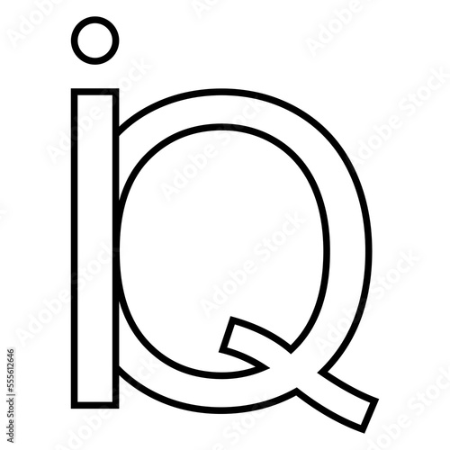 Logo sign iq qi, icon nft interlaced letters i q