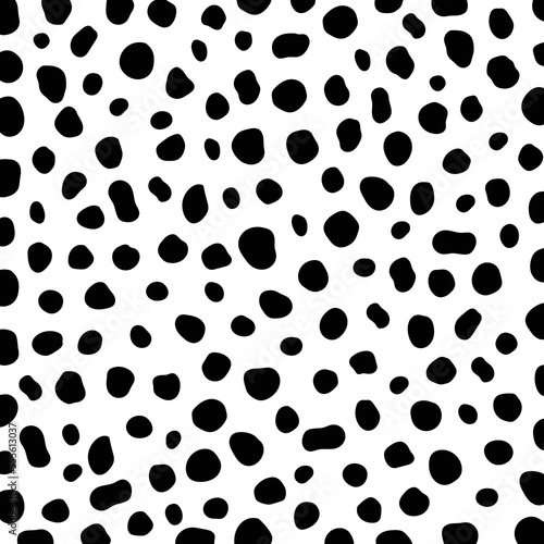Vector black dalmatian dot sprint pattern animal seamless. Dalmatin skin abstract for printing, cutting, and crafts Ideal for stickers, web, cover, wall stickers, home decorate and more.