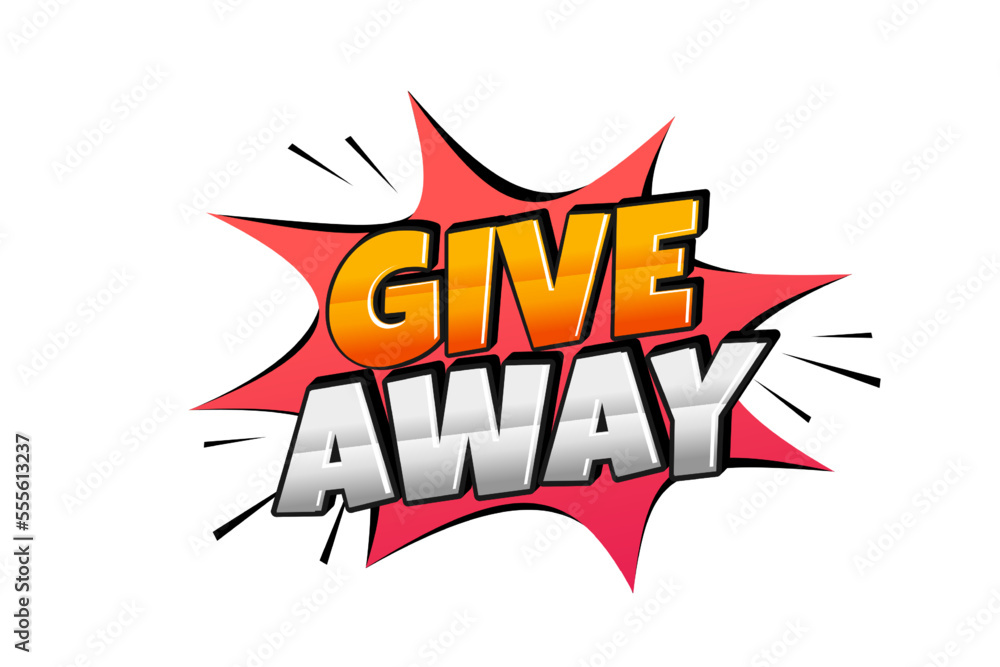Fototapeta premium Giveaway text design. Giveaway typography text style with comic effect