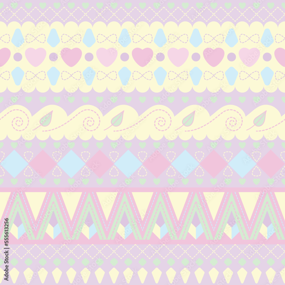 Cute seamless pattern tribe base on purple in pastel theme.