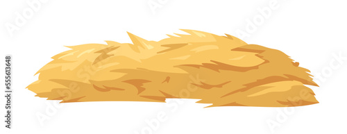 Hay, golden dry grass pile. Gold sraw, livestock feed heap. Yellow farm field wheat crop stack, thatch. Flat vector illustration isolated on white background
