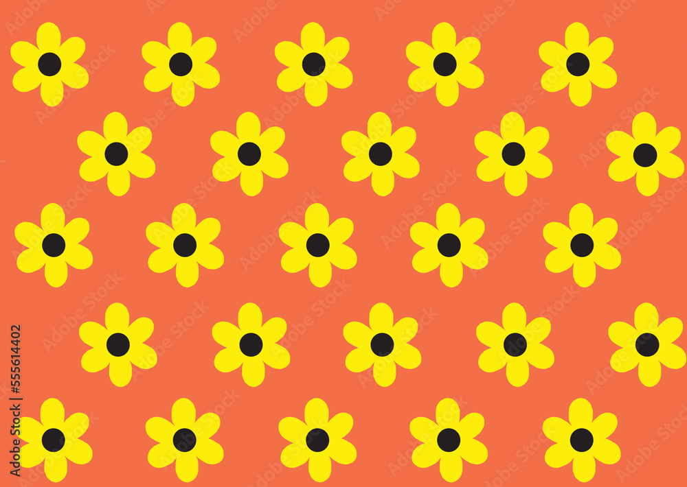 Vector abstract orange background with yellow floral pattern Vector abstract orange background with yellow floral pattern