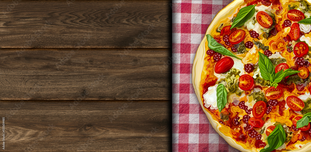 Pizza Pepperoni on a wooden table. Still life with ingredients. Top view. Copy space. Pizza Pepperoni on a wooden table. Still life with ingredients. Top view. Copy space.