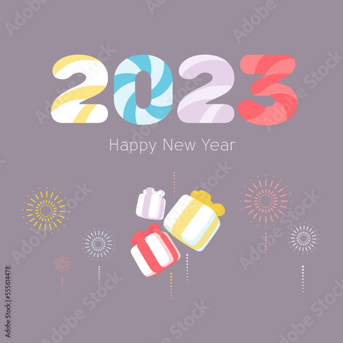2023 Winter Christmas new year, simple minimalist line style banner design, posters, cards, website, Vector