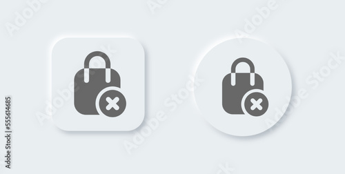 Checkout failed solid icon in neomorphic design style. Purchase signs vector illustration.