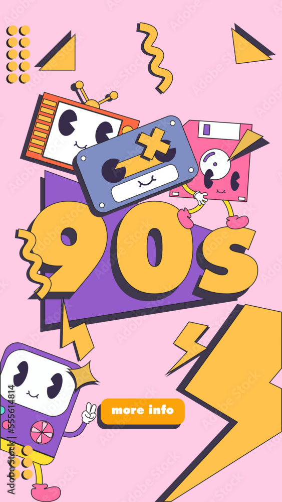 Naklejka premium 90s design banner, poster or landing page 