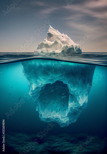 Eisberg mit Unterwassersicht - Thema Klimawandel oder Erderwärmung